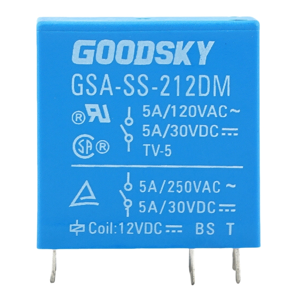 GOODSKY GSA-SS-212DM 12VDC Power Relay 5A 250VAC 6Pins