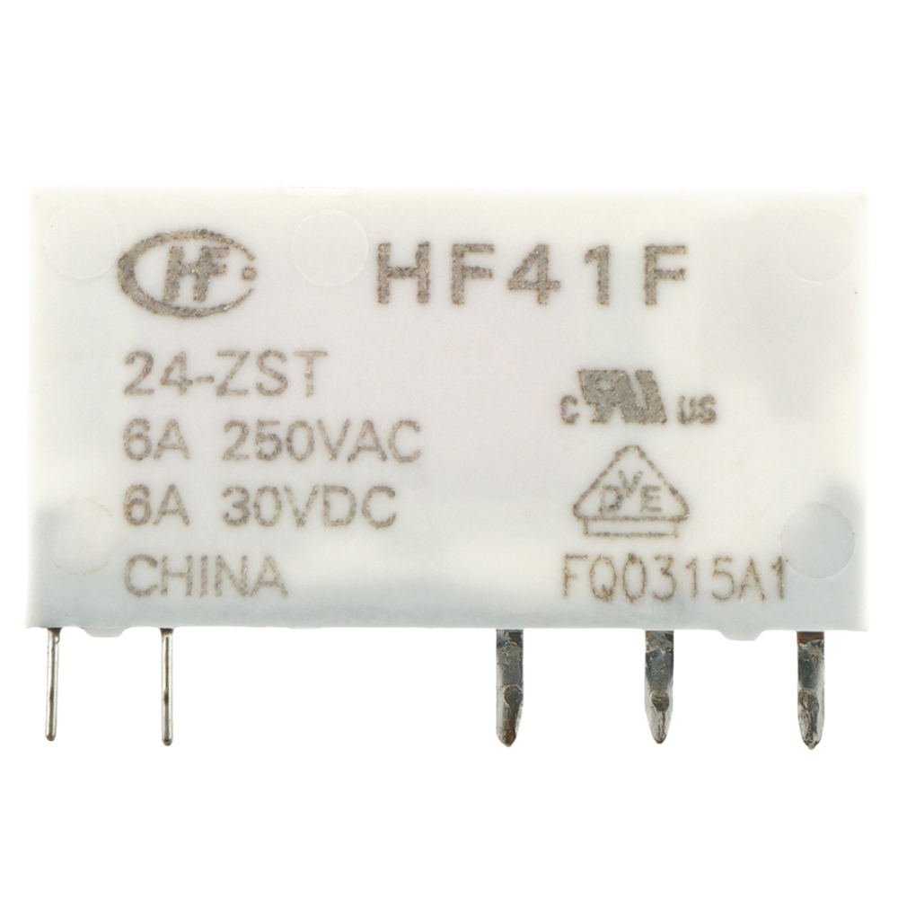 HONGFA HF41F 24-ZST Power Relay 24VDC Coil 6A 250VAC/30VDC 5Pins