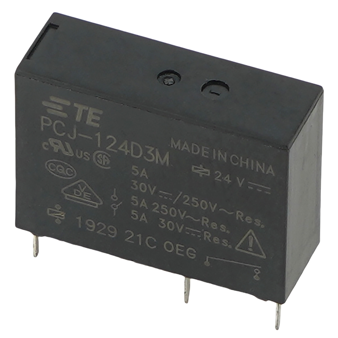 TE PCJ-124D3M 24VDC Coil 5A 250VAC SPDT PCB Mount Miniature Power Relay