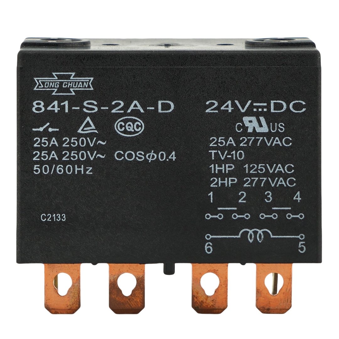 SONGCHUAN 841-S-2A-D 24VDC General Purpose Relay 25A 277VAC 6Pins