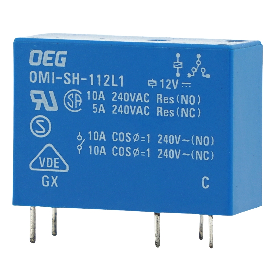 OEG 0MI-SH-112L1 12VDC Power Relay 10A 240VAC 5Pin PCB Mount