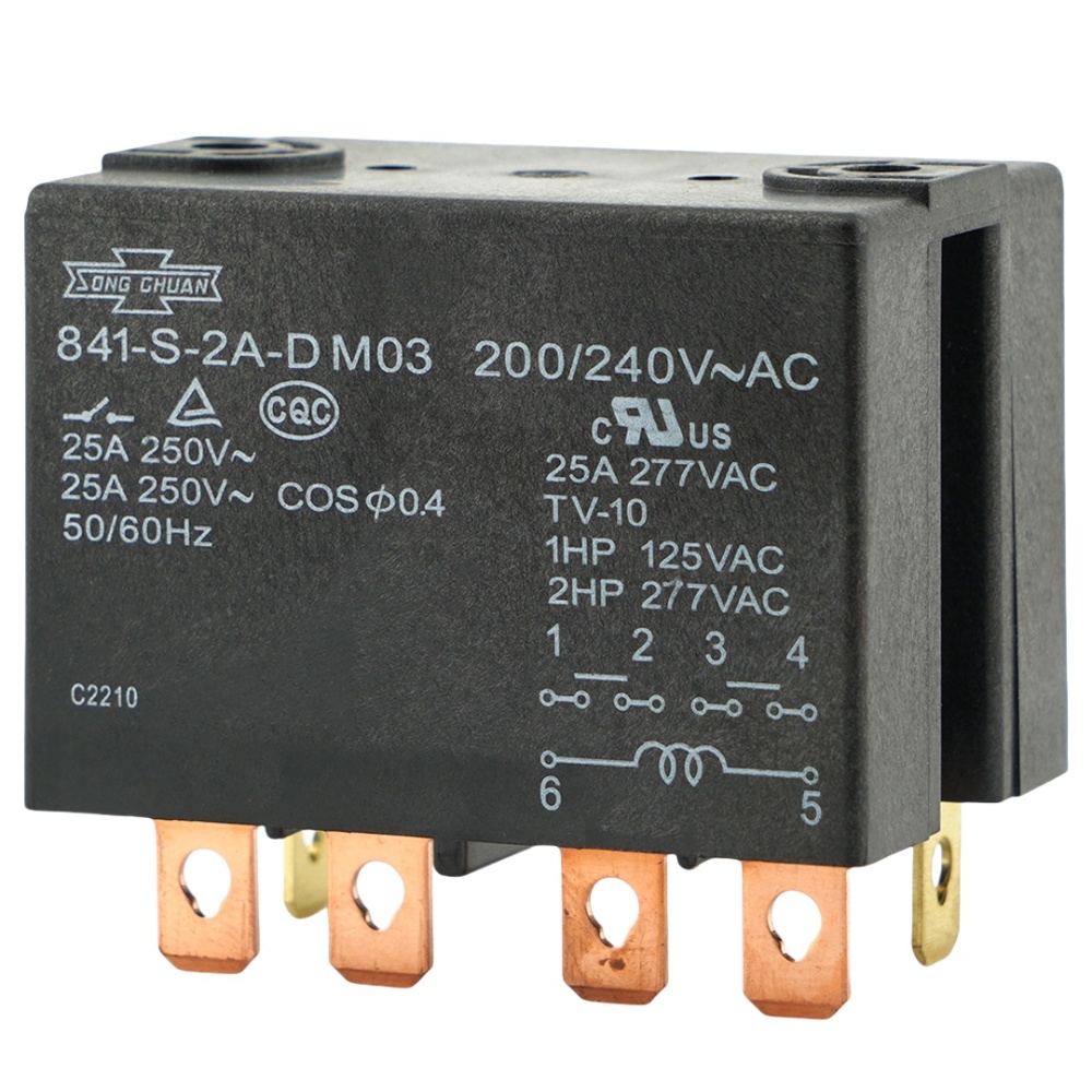 SONGCHUAN 841-S-2A-D M03 200/240VAC General Purpose Relay 25A 277VAC 6Pins