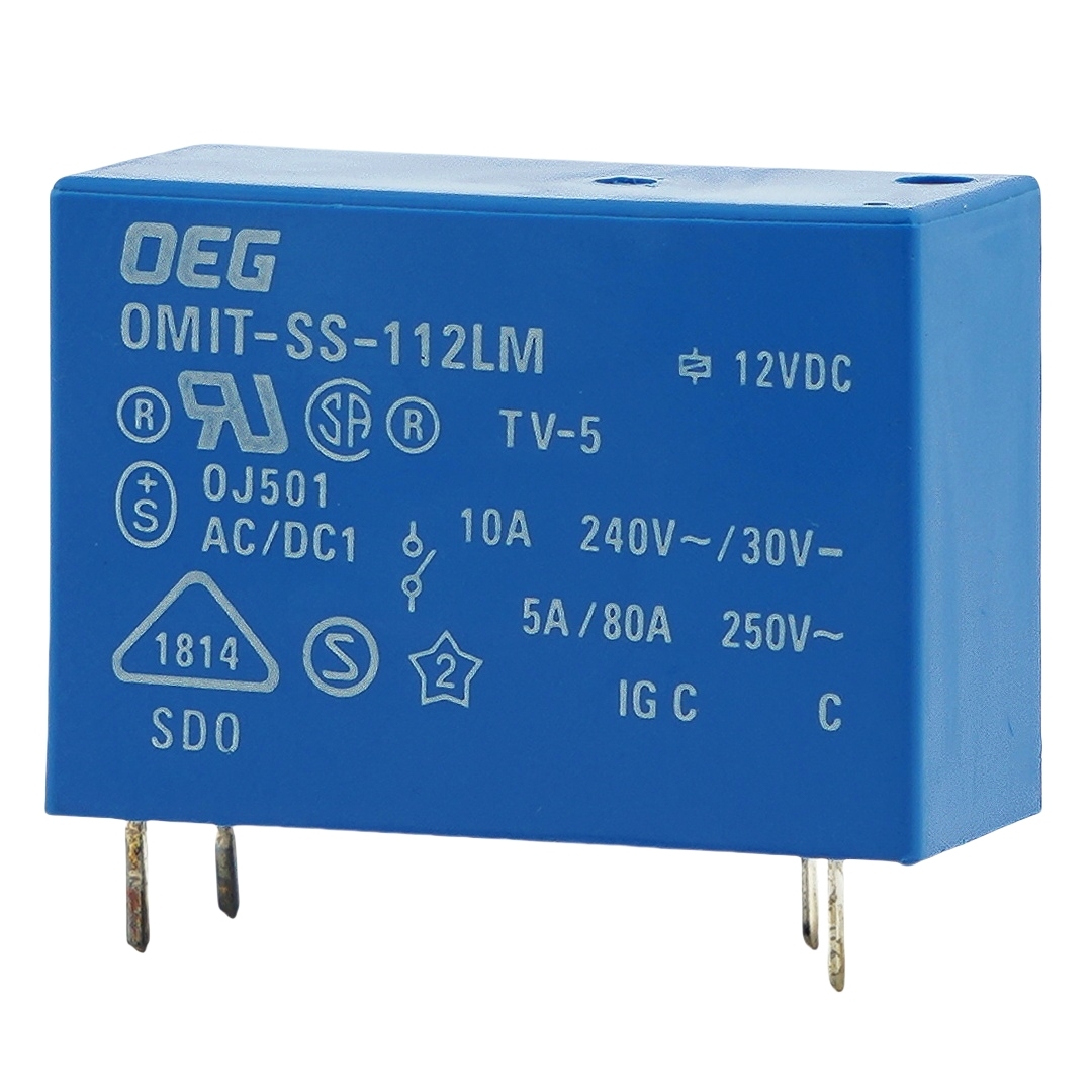OEG OMIT-SS-112LM 12VDC Power Relay 10A 240VAC 4Pin PCB Mount