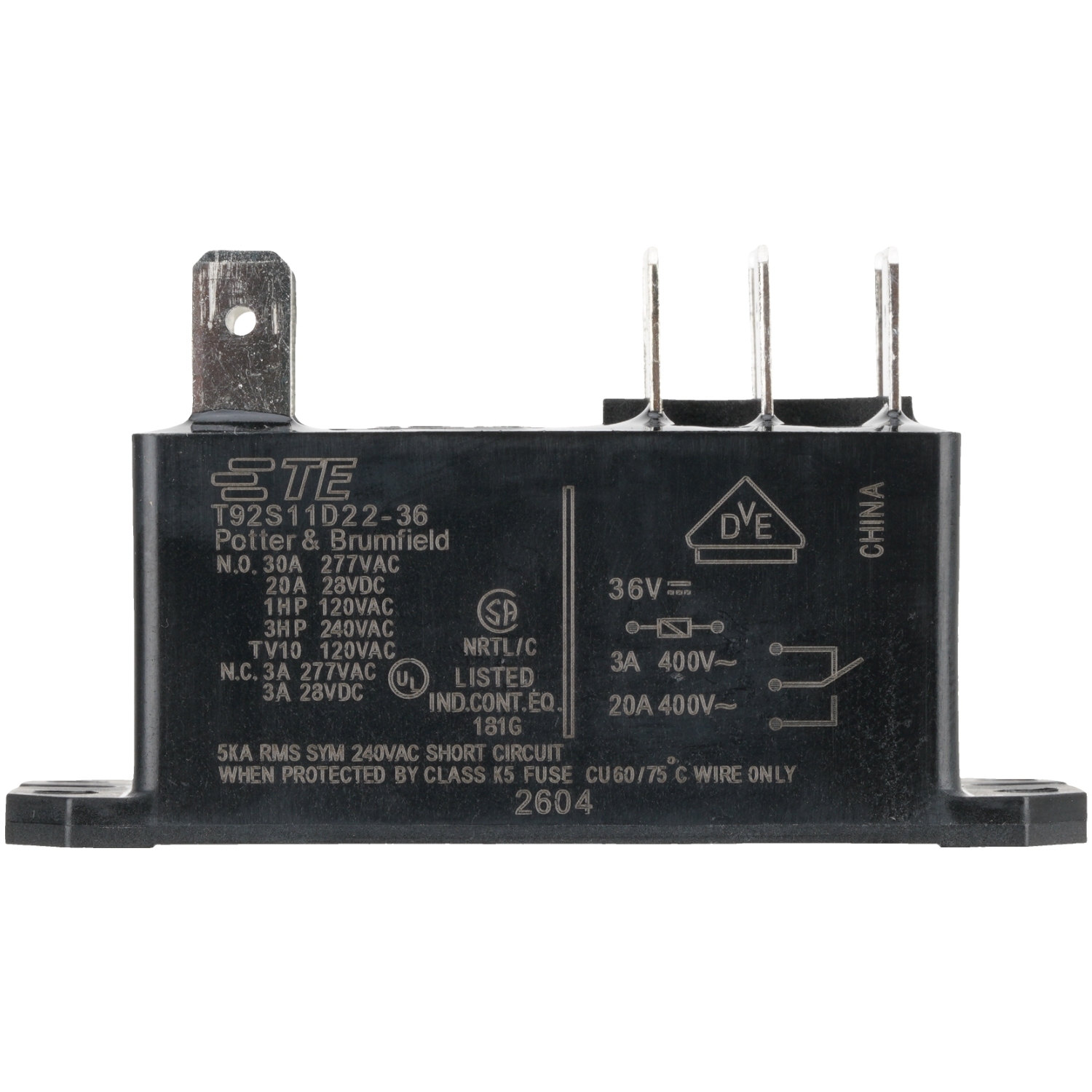 TE Connectivity T92S11D22-36 General Purpose Relay 36VDC 8 Pins