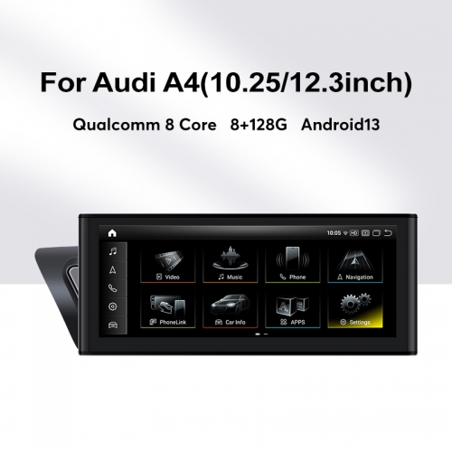 Android 13 Qualcomm 8 Core 10,25 12,3 Zoll Auto Multimedia für Audi A4 Head Unit Multimedia GPS Navigation Integrierte 4G LTE