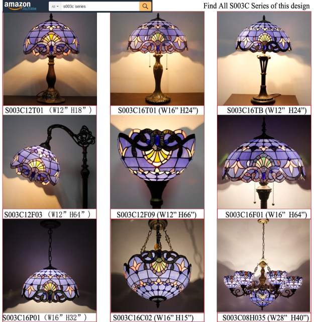 Tiffany Ceiling Light Fixture Semi Flush Mount 12 Inch Blue Purple Stained Glass Lavender Baroque Cover Shade Close to Island Hanging Lamp Decor Bedroom Kitchen Dining Living Room Entry Hallway WERFACTORY