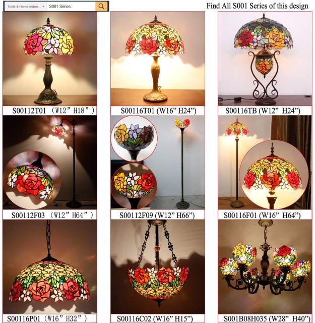 Rose LED Tiffany Floor Lamp 64 inch Tall Industrial Pole Vintage Boho Stained Glass Standing Corner Arc Bright Reading Soft Light Arched Gooseneck Adjustable-Living Room Kids Bedroom Farmhouse WERFACTORY