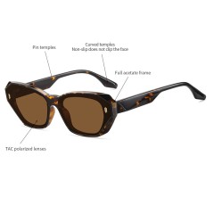Uv400 Protection Polarized Acetate Sunglasses Demi Brown