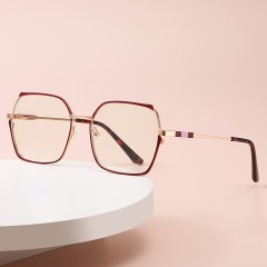 Italy Design Hexagon Oem Brand Anti Blue Eye Glasses Optical Metal Frame Glasses Women