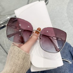 Hollow-Carved Design Oversized Square Sunglasses Women Fashion Brand Designer Clear Lens Gray Shades Uv400 Sun Glasses