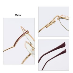 Ready To Ship Anti Blue Light Glasses Fashion Metal Flat Mirror Female Optical Frames With Ins Internet Personality Cateye Shape