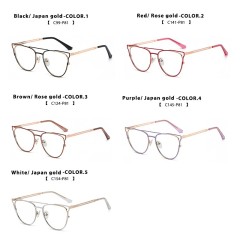 Factory Direct Sale Double Bridge Design Fashion Stylish Metal Glasses Optical Silicone Nosepads Eyeglasses