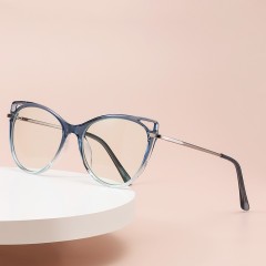 Tr90 Hollow Cateye Frame Spring Hinge Optical Frames Blue Light Blocking Glasses