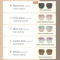 Vintage Oversized Sunglasses Metal Customized Logo Square Designer  Glasses For Women Luxury Sunglasses