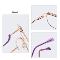 New Anti-Blue Light Glasses European American Fashion Cat Glasses Frame Female Metal Two-Color Ins Flat Mirror Eyeglasses