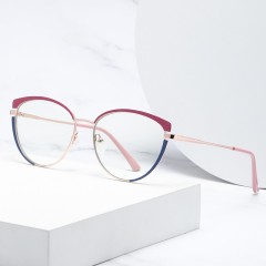 2022 Bicolourable Metal Glasses Cat Eye Female Eyeglass Frames Anti-Blue Light Glasses