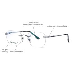 High Quality Titanium Eyeglass Frames Ultra-Lightweight Frameless Anti-Blue Light Glasses