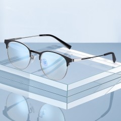 New Pure Titanium Glasses Frame Unisex Round Frame Retro Optical Glasses Replaceable Myopic Lenses Anti-Blue Light Lenses