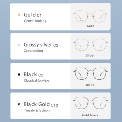 Geometric Round Square Myopia Available Full-Rim Titanium Glasses Frame