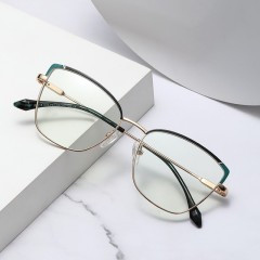 Two Colors Metal Cat'S Eye Optical Glasses For Women Fashion Designer Decorative Glasses Trend Anti-Blue Light Eyeglasses Frame