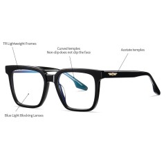 Factory Hot Sales Acetate Unisex Anti-Blue Light Glasses Thick Frame Fashionable Spectacles Frames Glass