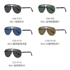 Classic Polarized Brand Logo Sunglasses Aviation Strong Metal Bridge Frame Design Sunglasses