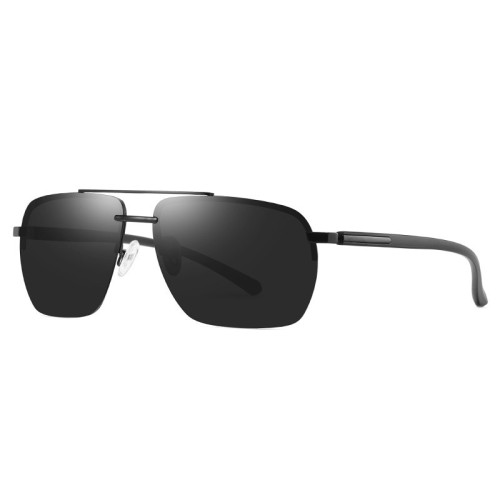 Custom Wholesale Men's Polarized Sunglasses Classic Half Frame Sunglasses Metal Square Driving Glasses