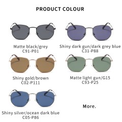 Polygon Geometric Metal Frame Sunglasses Shades Men Women Custom Logo Sun Glasses
