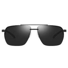 Custom Wholesale Men's Polarized Sunglasses Classic Half Frame Sunglasses Metal Square Driving Glasses