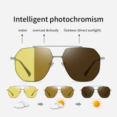 Men Nylon Lens Polarized Photochromic Sunglasses Metal Driving Sunglasses