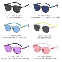 Soft Silicone Tr90 Kids Sunglasses Classical Rectangle Sun Glasses