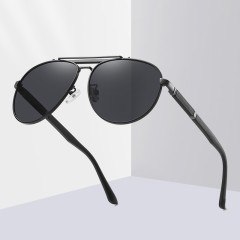Classic Polarized Brand Logo Sunglasses Aviation Strong Metal Bridge Frame Design Sunglasses