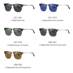 Half Frame Classic Luxury Unisex Style Sunglasses