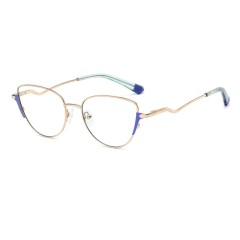 New Ladies Eyeglass Frame Cat Eye Glasses Metal Two Tone Spring Leg Anti Blue Light Glasses