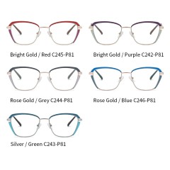 Eyeglasses Wholesale Cat Eye Metal Frames Cat Eye Spectacle Glasses Anti Blue Light Optical Frame Women