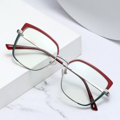 Double Color Women Glasses Frame Fashion Anti-Blue Light Eyewear Metal Eyeglasses Optical Frames Reading Glasses