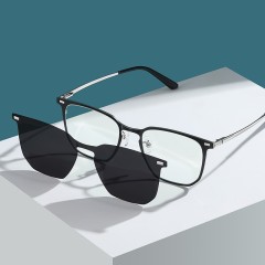 Polarized Magnetic Clip On Shade Sunglasses Reading Glasses Unisex Metal Frame Glasses