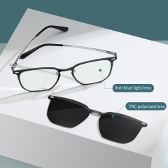 Polarized Magnetic Clip On Shade Sunglasses Reading Glasses Unisex Metal Frame Glasses