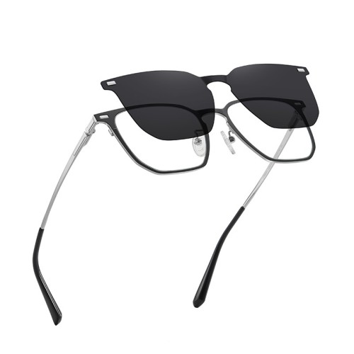 Polarized Magnetic Clip On Shade Sunglasses Reading Glasses Unisex Metal Frame Glasses