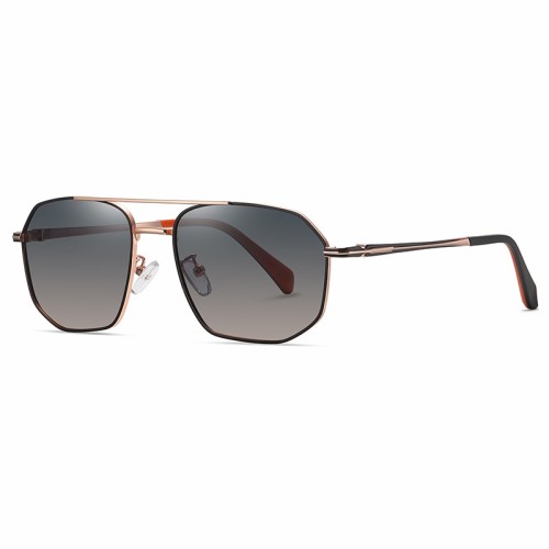 Metal Polygon Shades Mens Sunglasses Polarized Double Bridge Oversized Gradient Sunglasses