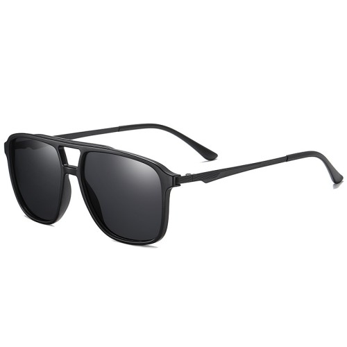 Oversized Double Bridge Polarized TR90 &amp; Metal Mens Sunglasses