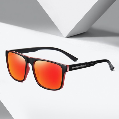 Mirror Lens Sporty Polarized Rectangle Men's Sunglasses
