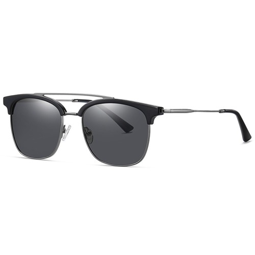 Fashion Square Double Bridge Designer Metal Sunglasses