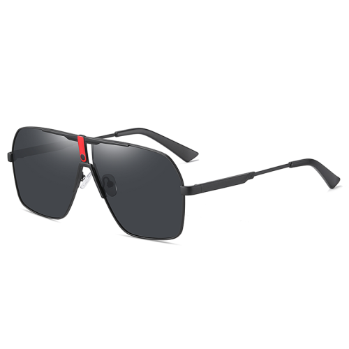 Big Frame Shield Square Metal Flat Top Sunglasses