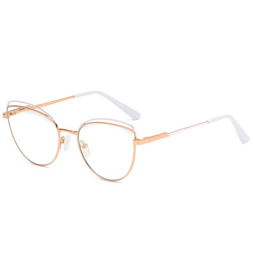 Newest Anti-Blue Light Glasses Fashion Metal Two-Color Flat Mirror Ins Online Startlets Cateye Optical Frames