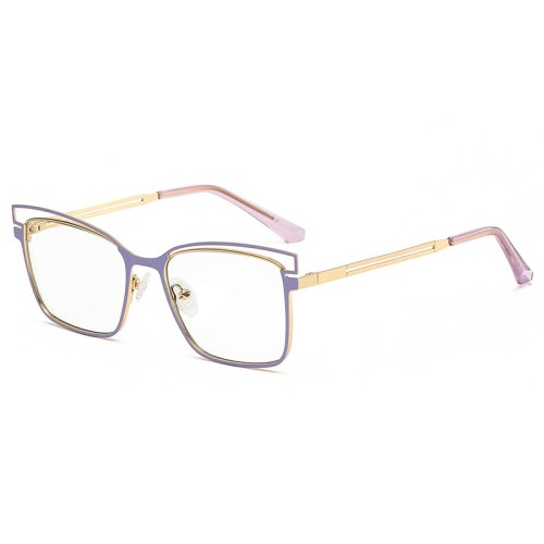 Metal Durable Square Rectangle Glasses Anti Blue Light Hollowing-Out Eyebrow Design Brand Eye Glasses