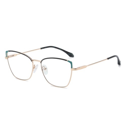 Two Colors Metal Cat'S Eye Optical Glasses For Women Fashion Designer Decorative Glasses Trend Anti-Blue Light Eyeglasses Frame
