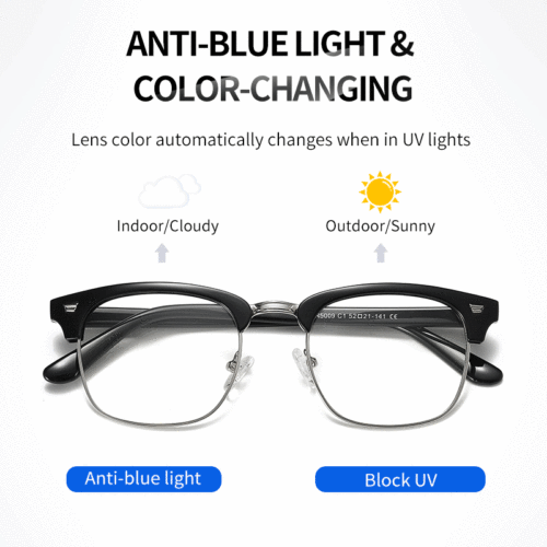 Computer Glasses Photochromic Blocker Blue Rays Glasses For Women Tr90 Square Frame Eyewear Uv400