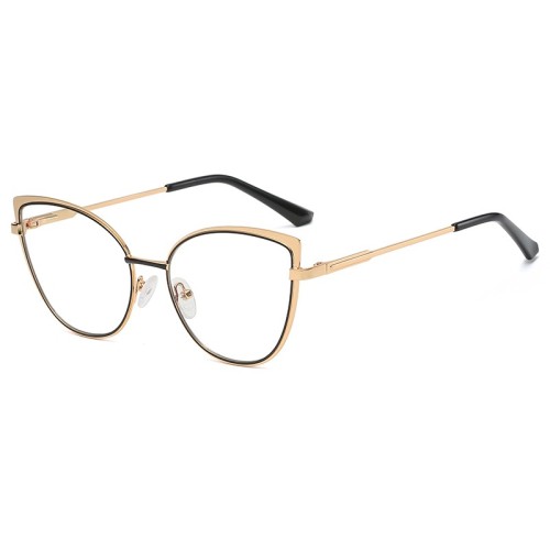 Sale Ladies Two Color Frame Oval Square Women Block Blue Shades Fashion Glasses Ladies Metal Eyewear