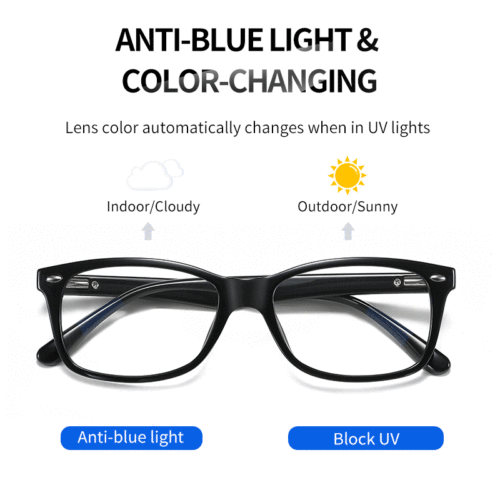Photochromic Glasses Rays Computer Glasses Spring Temple Retro Style For Unisex Custom Logo Women Eyewear Uv400 Blue Tr90 Ce